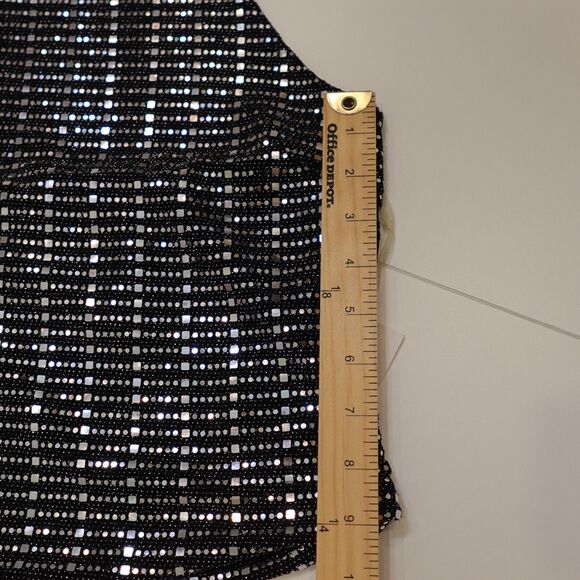 NWT Blashe Sequin Sparkly Halter Top Large Black Silver Festival Club Concert - Picture 6 of 16